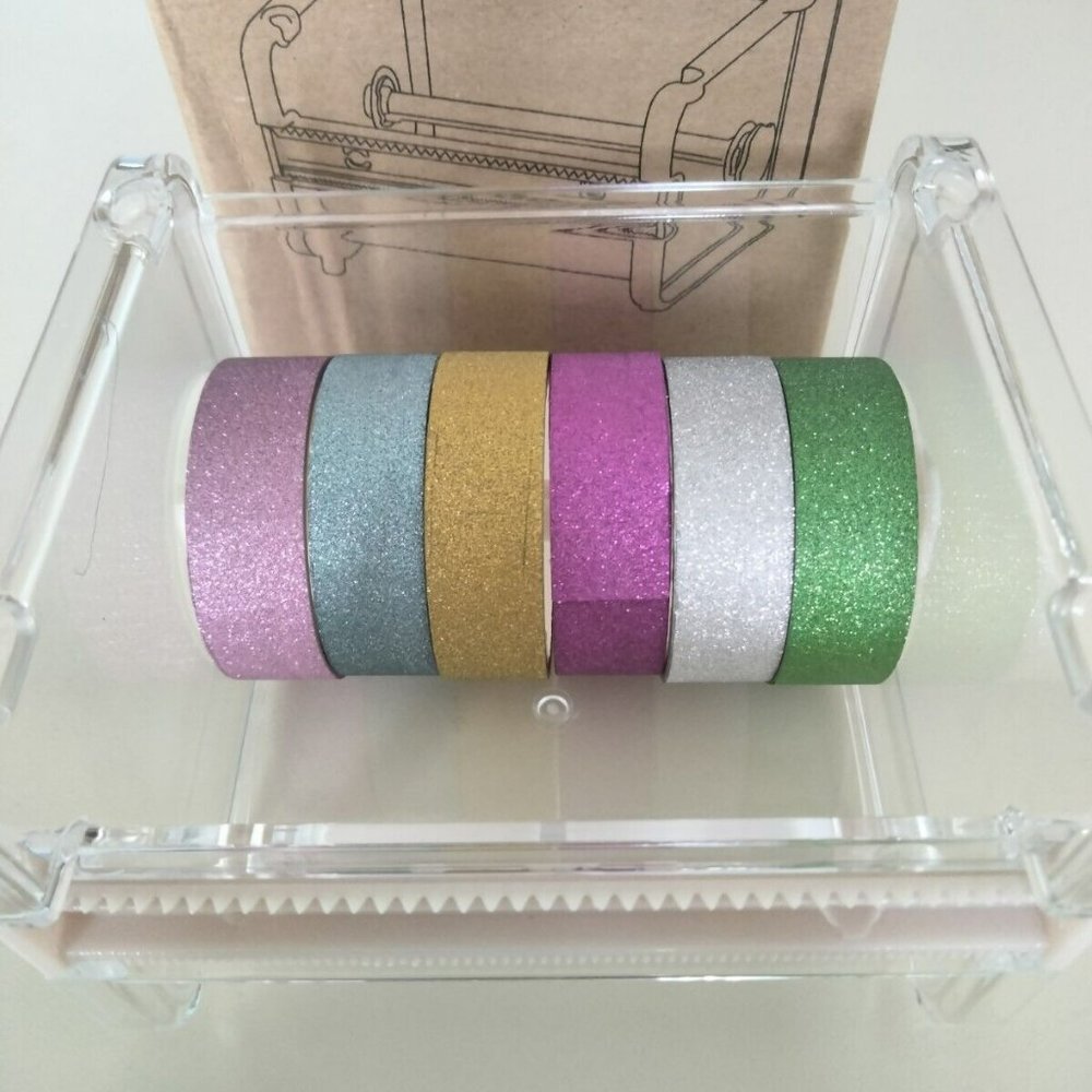 NEW- Washi Tape Holder Cutter Clear with Washi Tape Included